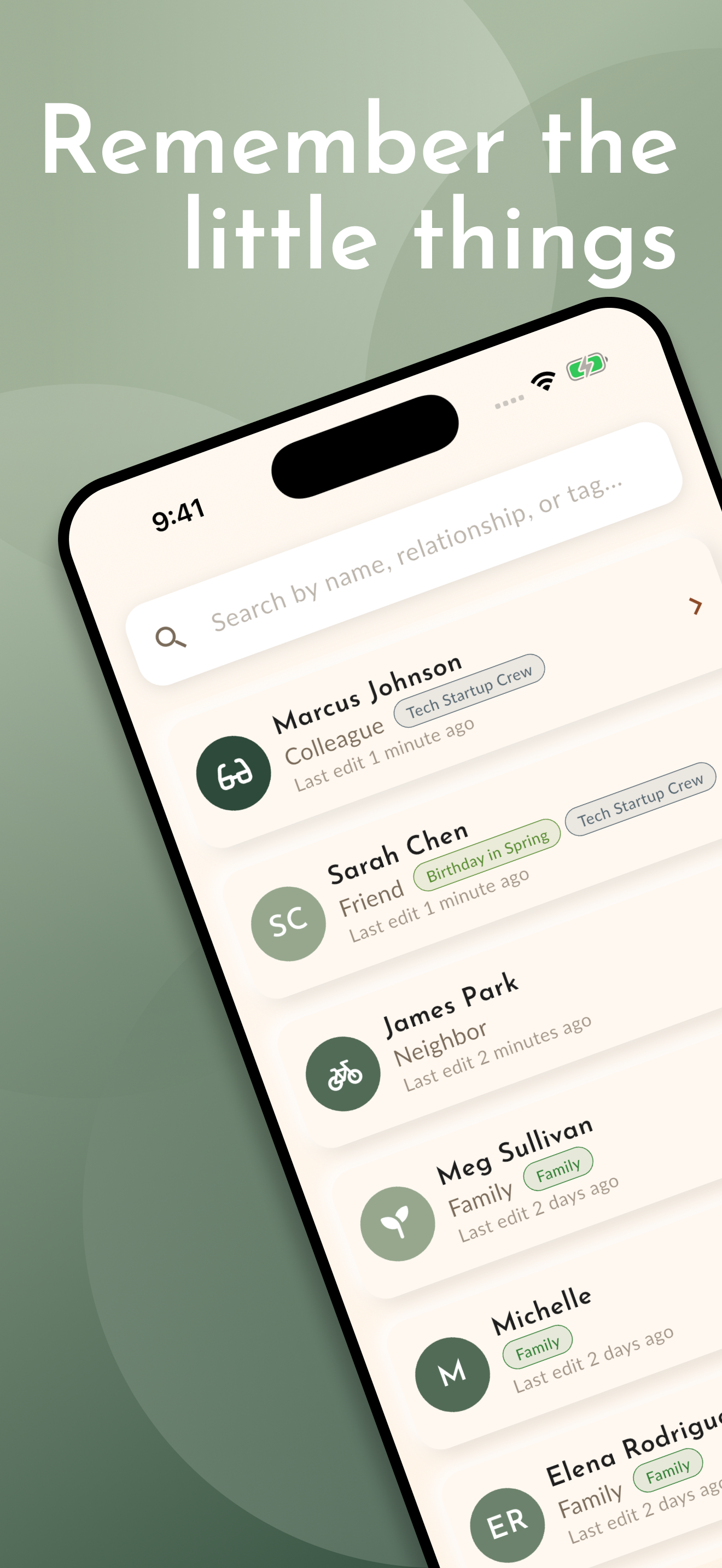 Remember the little things — people list with search and contact cards